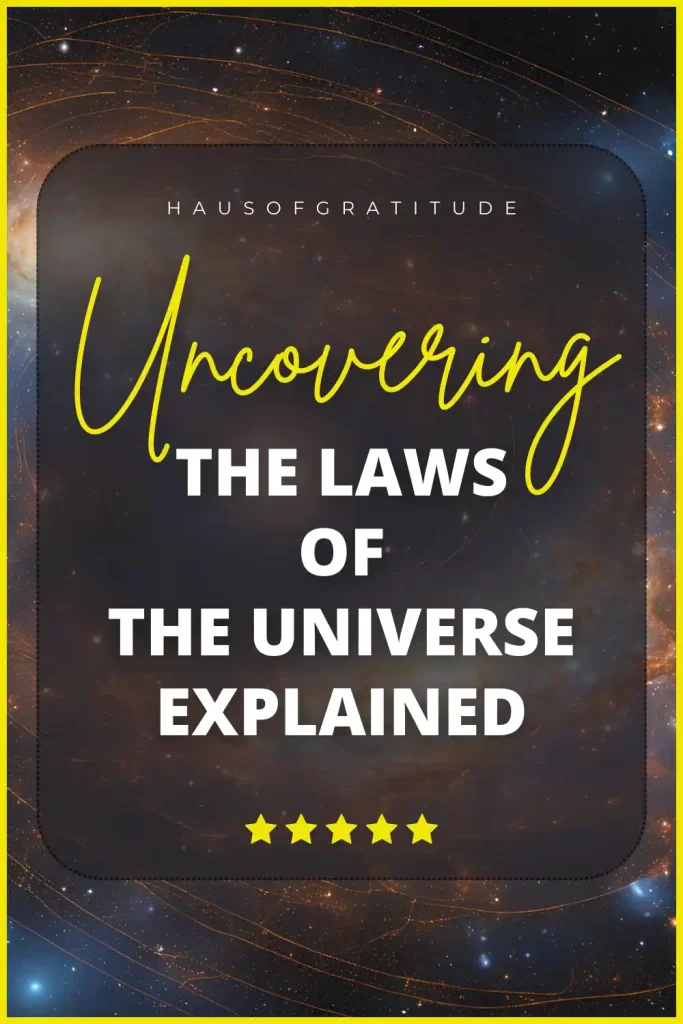 A vibrant cosmic background with the text "Uncovering the Laws of the Universe Explained" prominently displayed.